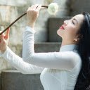 Girl holding a flower screen for extension Chrome web store in OffiDocs Chromium